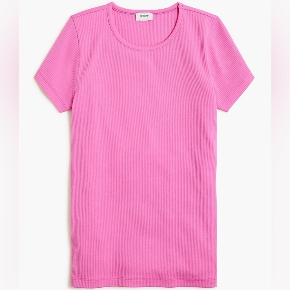 J. Crew Factory Women’s Ribbed Crewneck Tee BW826 Sz M In Pink NWT